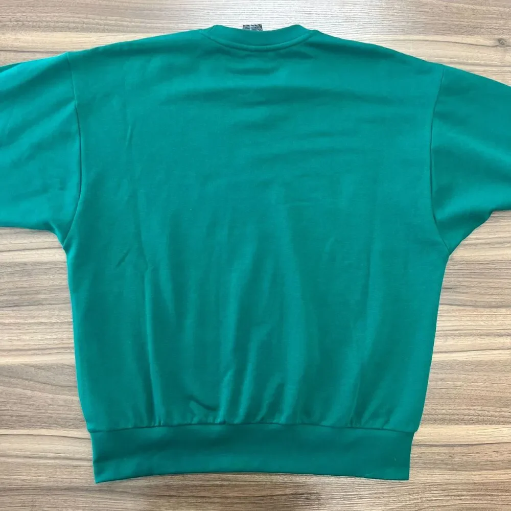NWT Adidas Essentials Feel Cozy Sweatshirt Large Green Fleece Crewneck Pullover